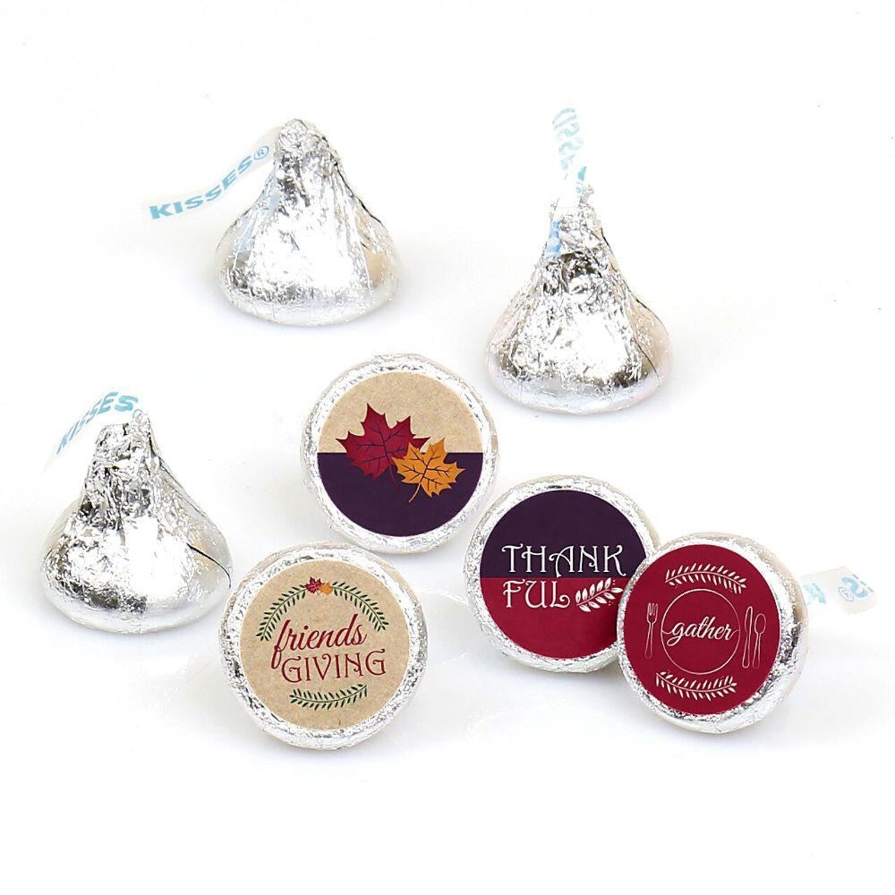 Big Dot of Happiness Friends Thanksgiving Feast - Friendsgiving Party Round Candy Sticker Favors - Labels Fits Chocolate Candy (1 Sheet of 108)